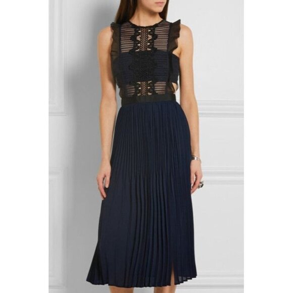 ASOS Women's Crochet Chiffon Blue Pleated Cut Out Cocktail Dress - 14 - Picture 14 of 14
